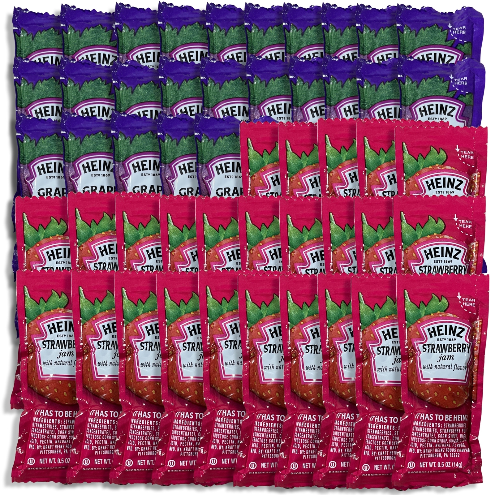 Grape Jelly & Strawberry Jam Single Serve Packets Combo | Pack of 50