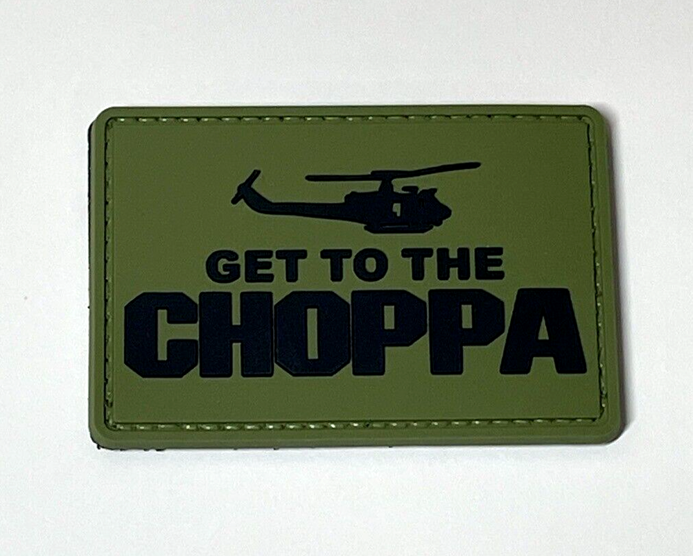Get To The Choppa Tactical Morale PVC Patch, Helicopter Green Predator Patch