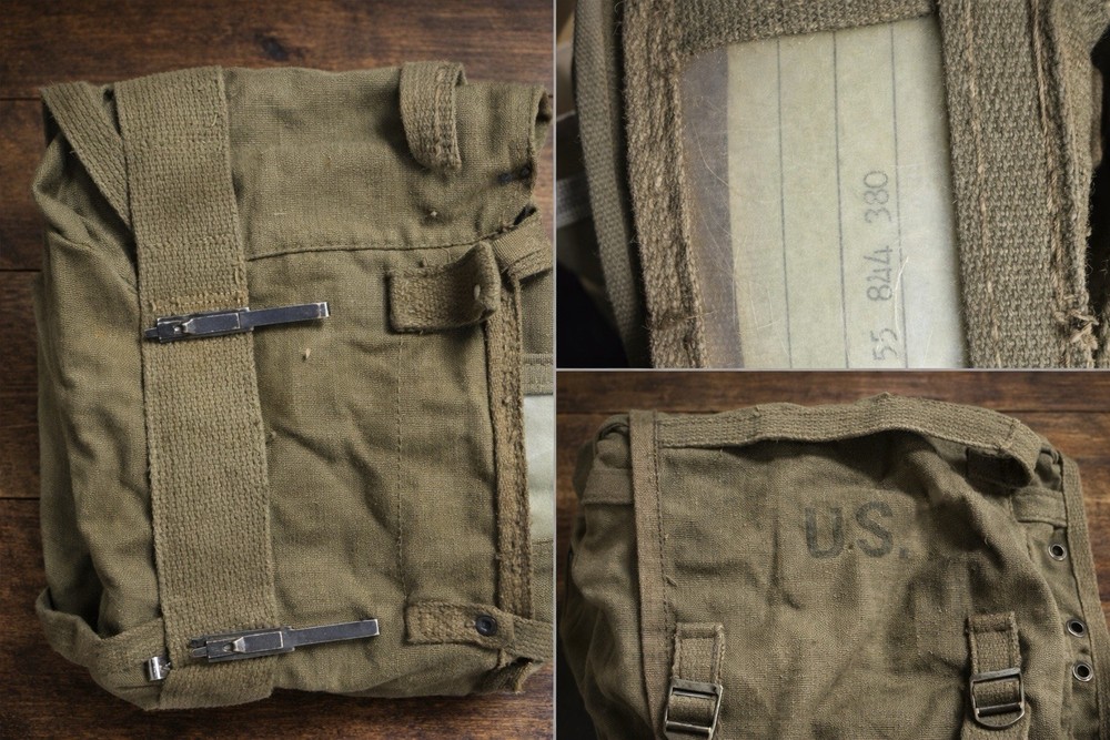 US Army WWII M1945 Field Pack Original Canvas Bag with RIA 380 Markings