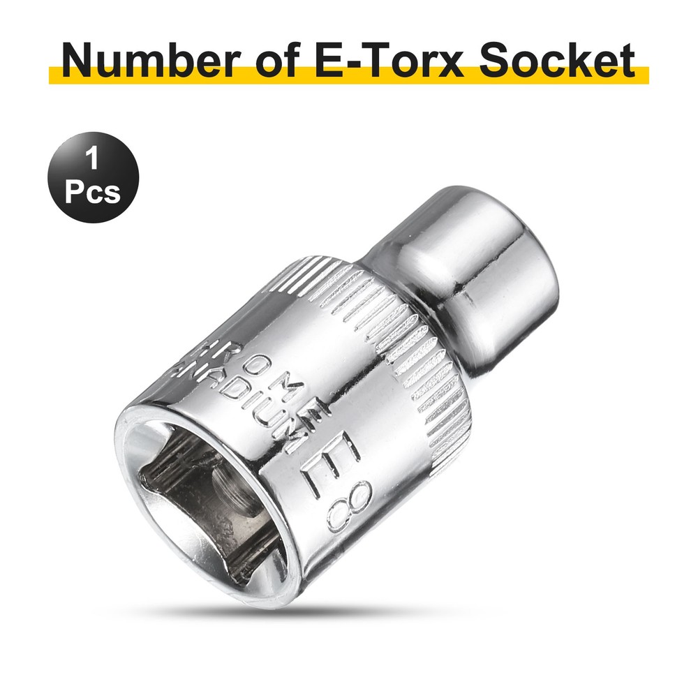 E-Torx Socket 3/8" Drive E8 Star Socket 1.1" Length 6 Point Spline Sleeve