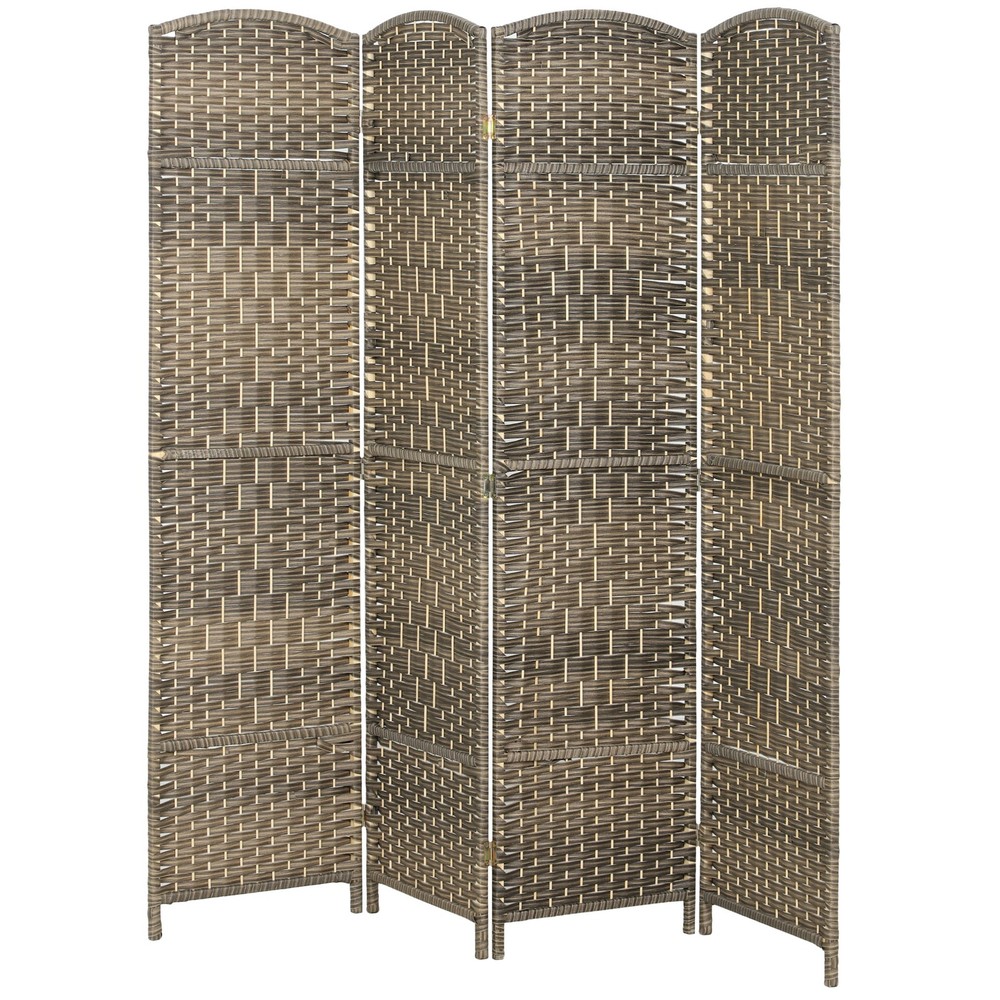 4 Panel Room Divider Hand-Woven Freestanding Partition