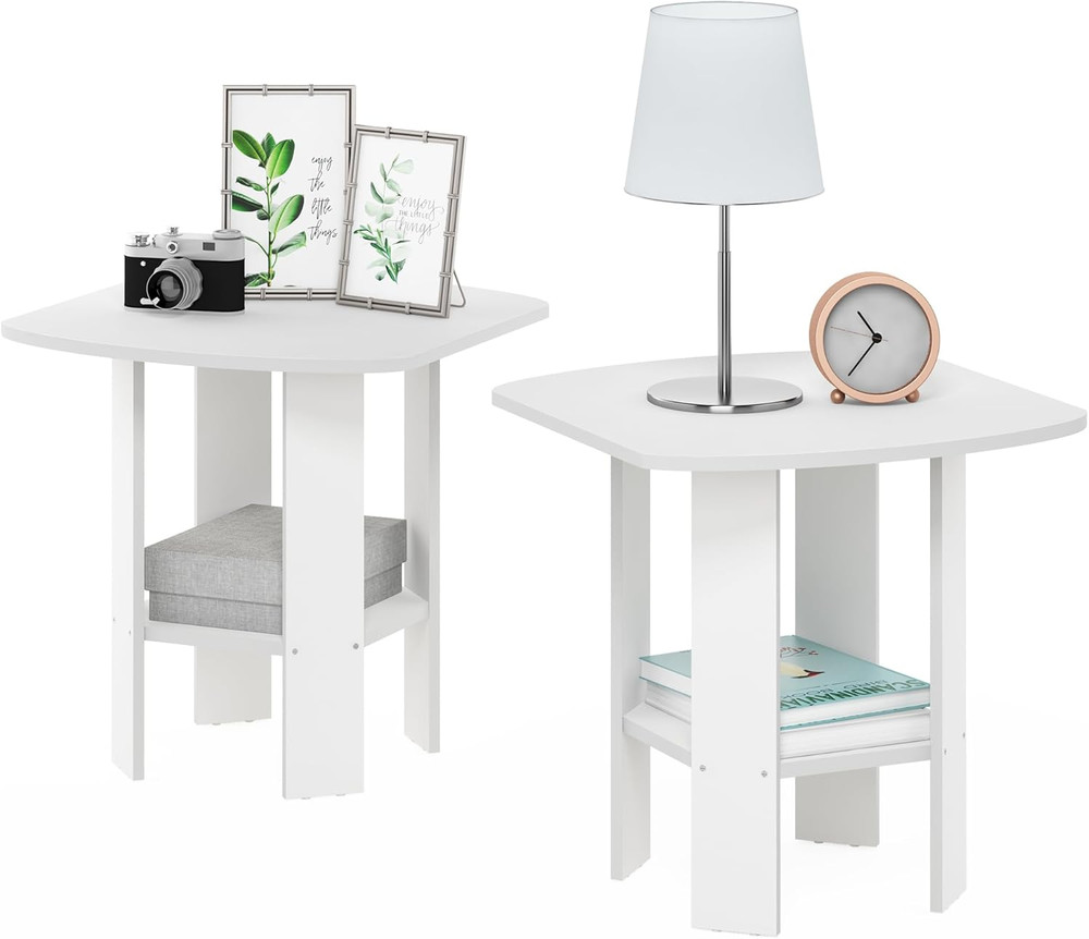 Simple Design End Table, 2-Pack, White