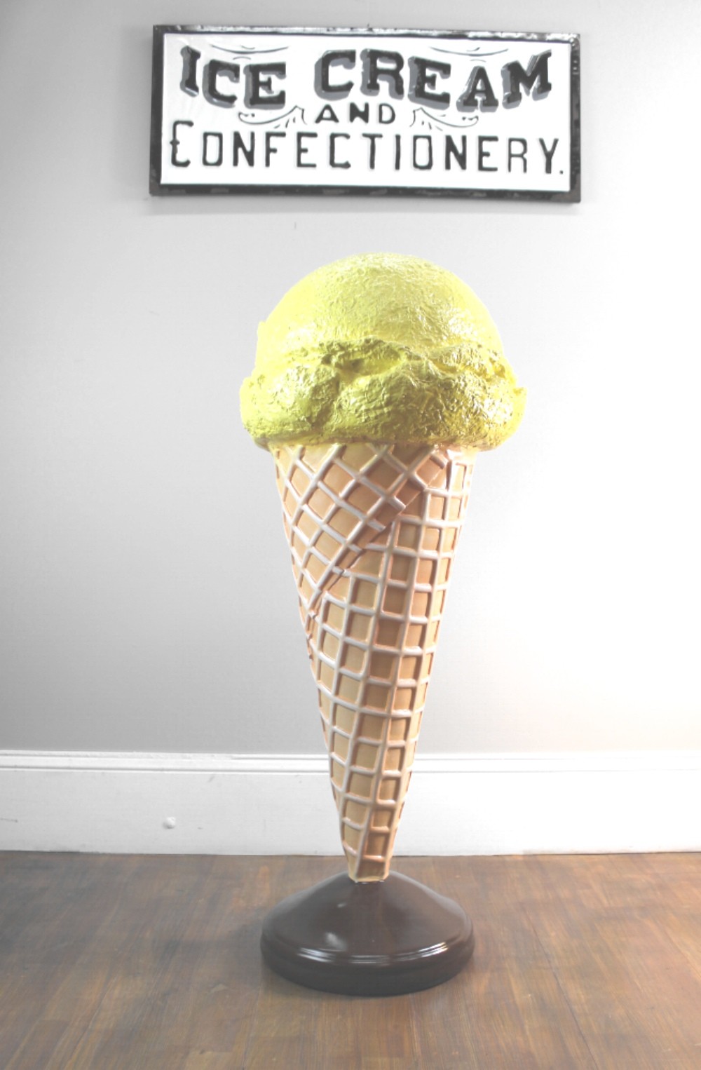 Standing Lemon Sherbet Ice Cream Cone Display Sign 3 Ft