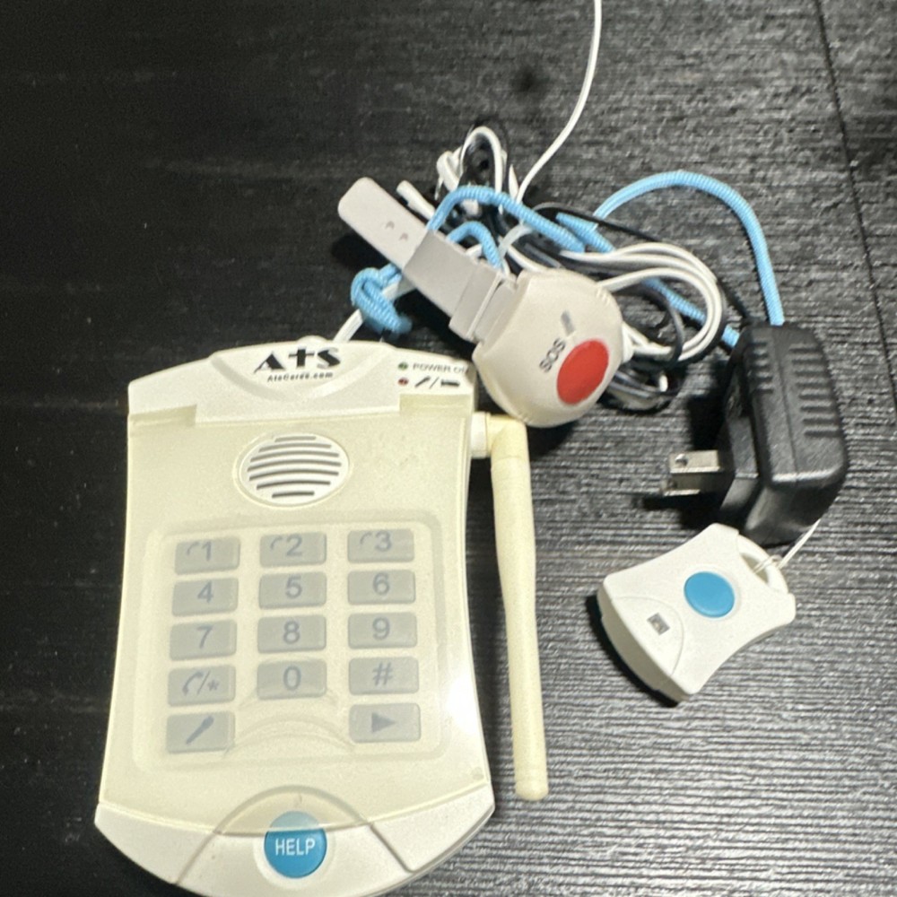 ATS Non-Monitored Wireless Alert System White Panic Button Pendant Power Adapter