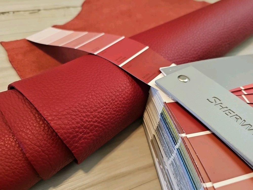 4-5oz LUXURIOUS RED MATTE LEATHER HIDE SIDE SOFT FULL GRAIN PANEL/SHEET 25+sqf