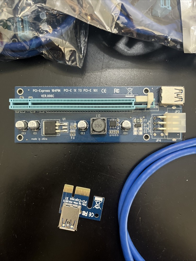 LOT 6 PCI-E 1X To 16X GPU Riser Card Adapter USB Mining Rig