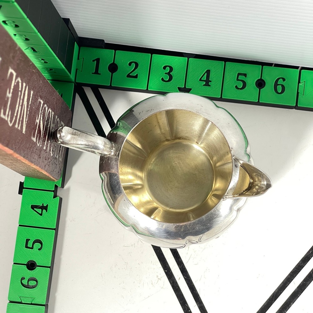 Sheridan Silver on Copper Footed Creamer Pitcher Etched Melon Design