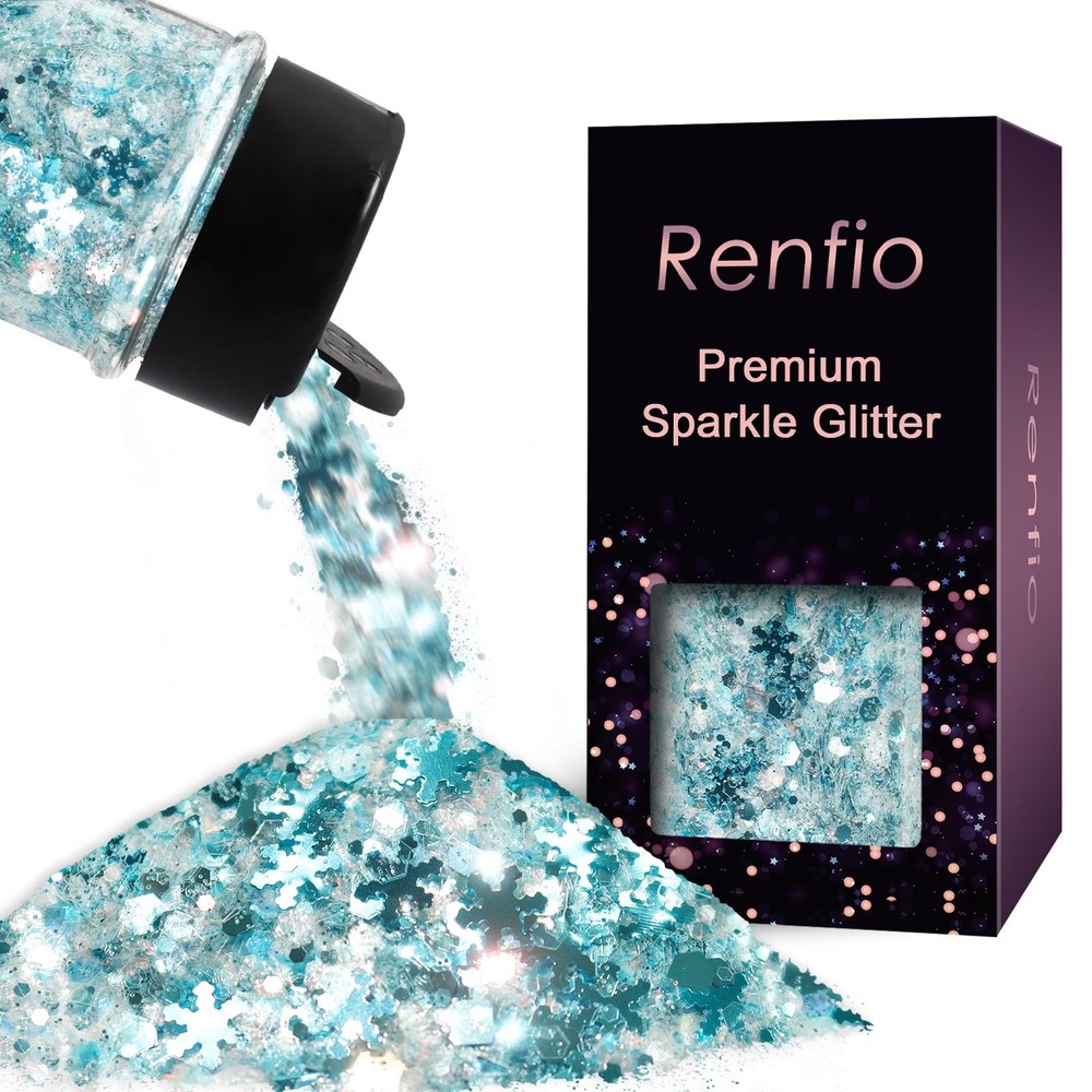 Snowflake Chunky Glitter,Light Blue White Opal Iridescent Glitter,1.76oz/50g ...