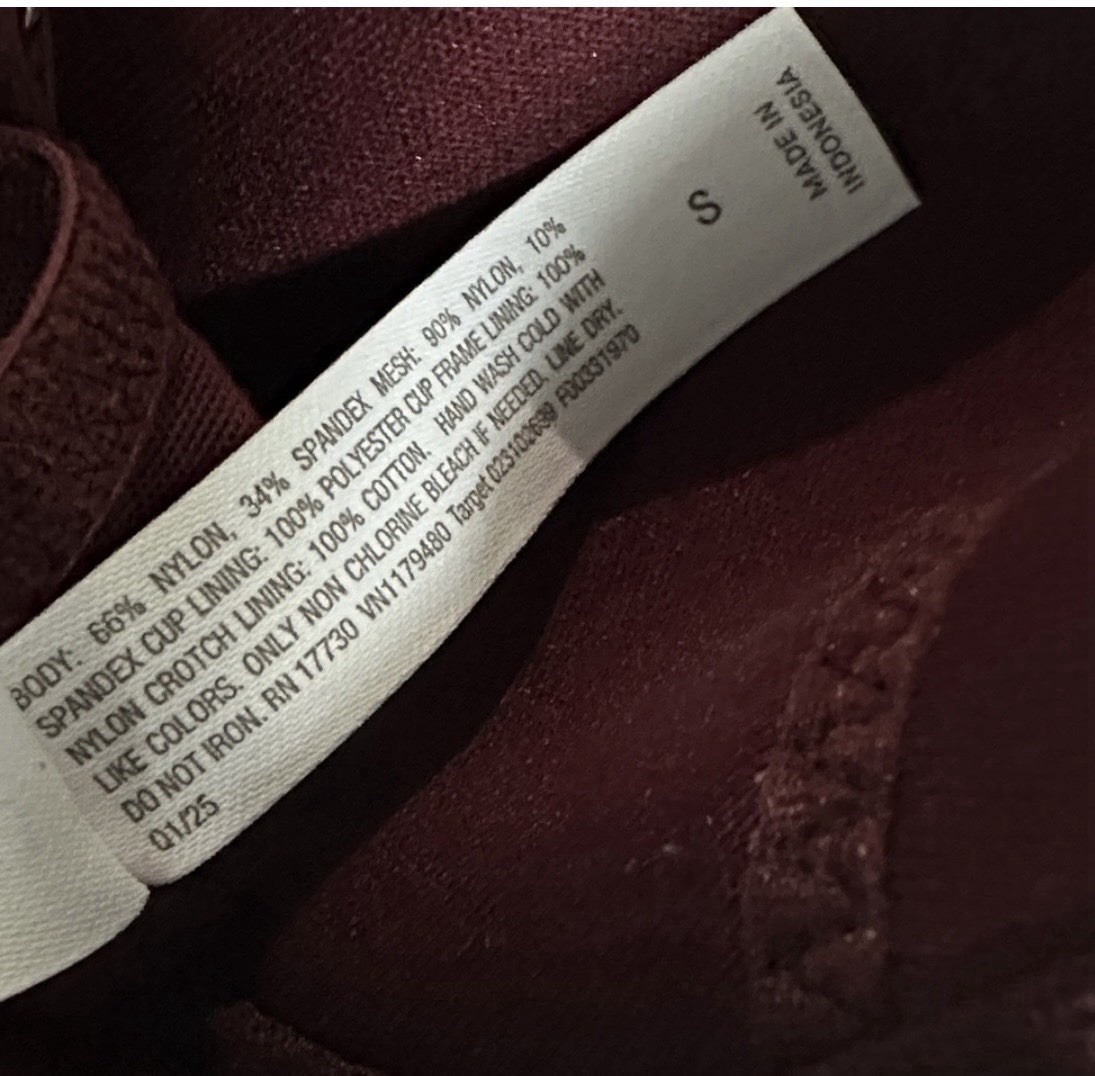 Auden Berry Red Satin And Mesh Lightly Lined Lingerie Bodysuit Size S