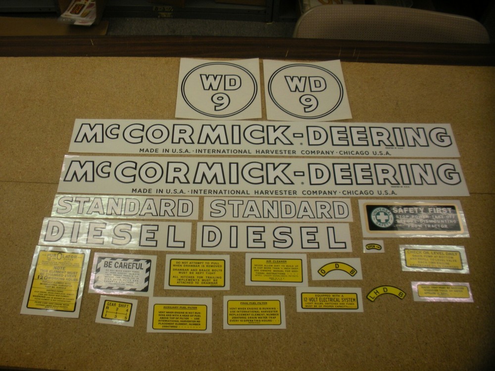 IHC Mc Cormick Deering  WD9 Tractor Decal Set