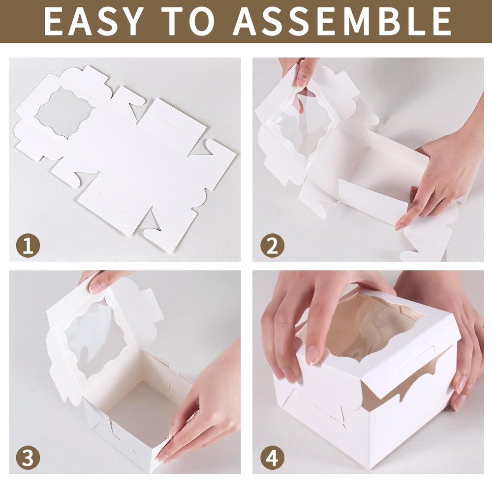 150pcs White Small Cake Box,4x4x2.5 Inch Bakery Boxes with Window,gift boxes ...