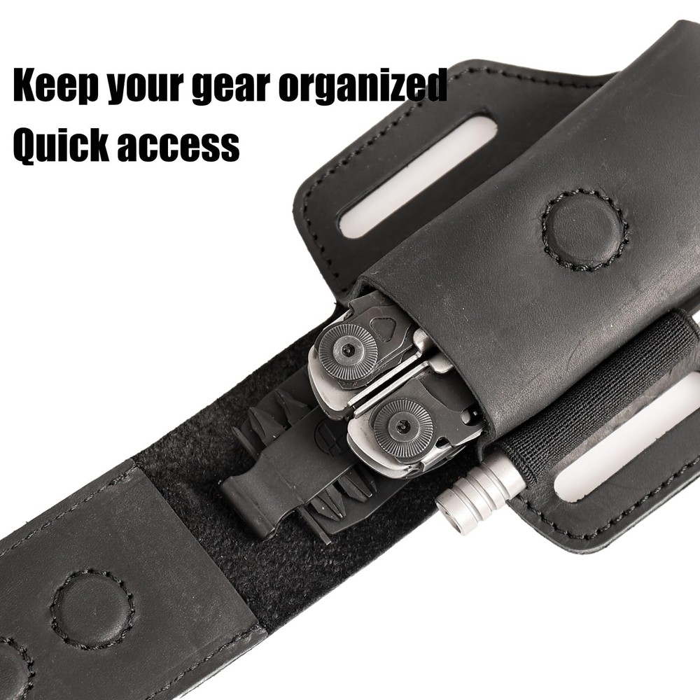 Topstache Leather Multitool Sheath for Belt - Holder Black