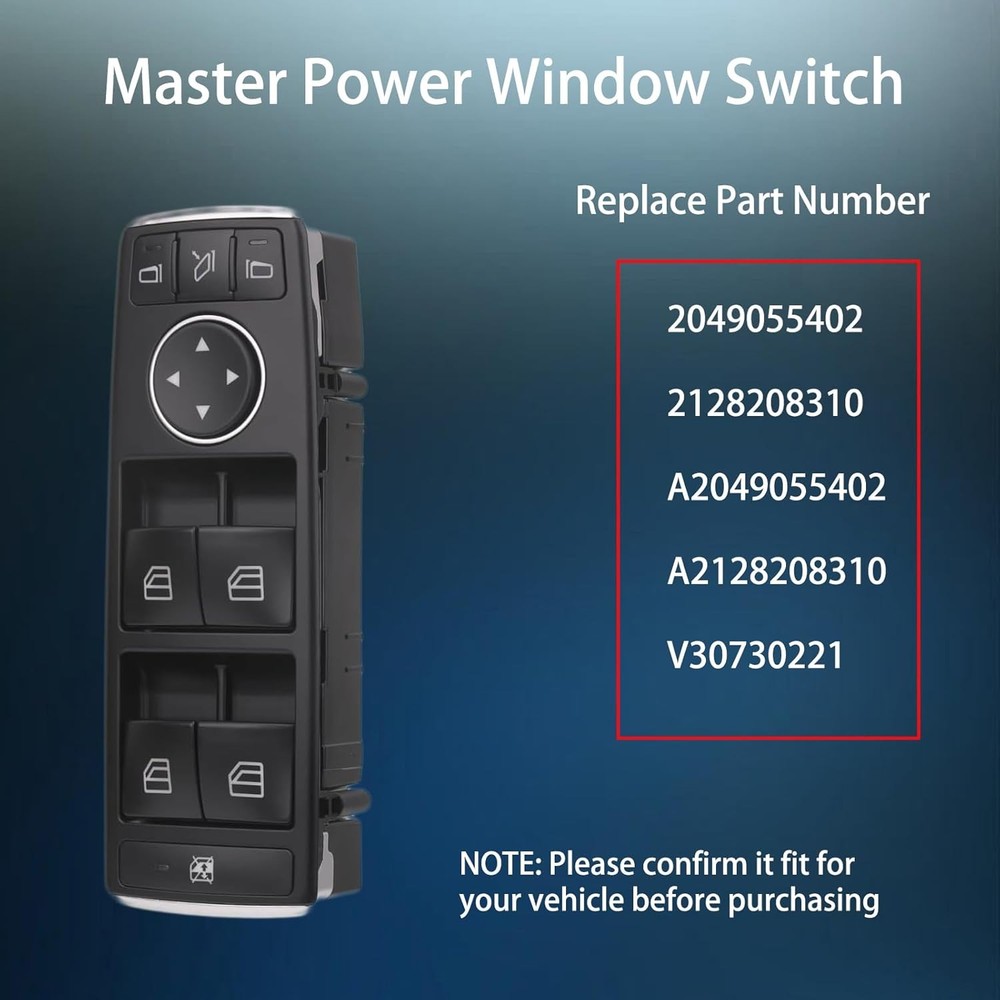 Master Power Window Switch Button Front Driver Side Compatible with 2008-2017 Me