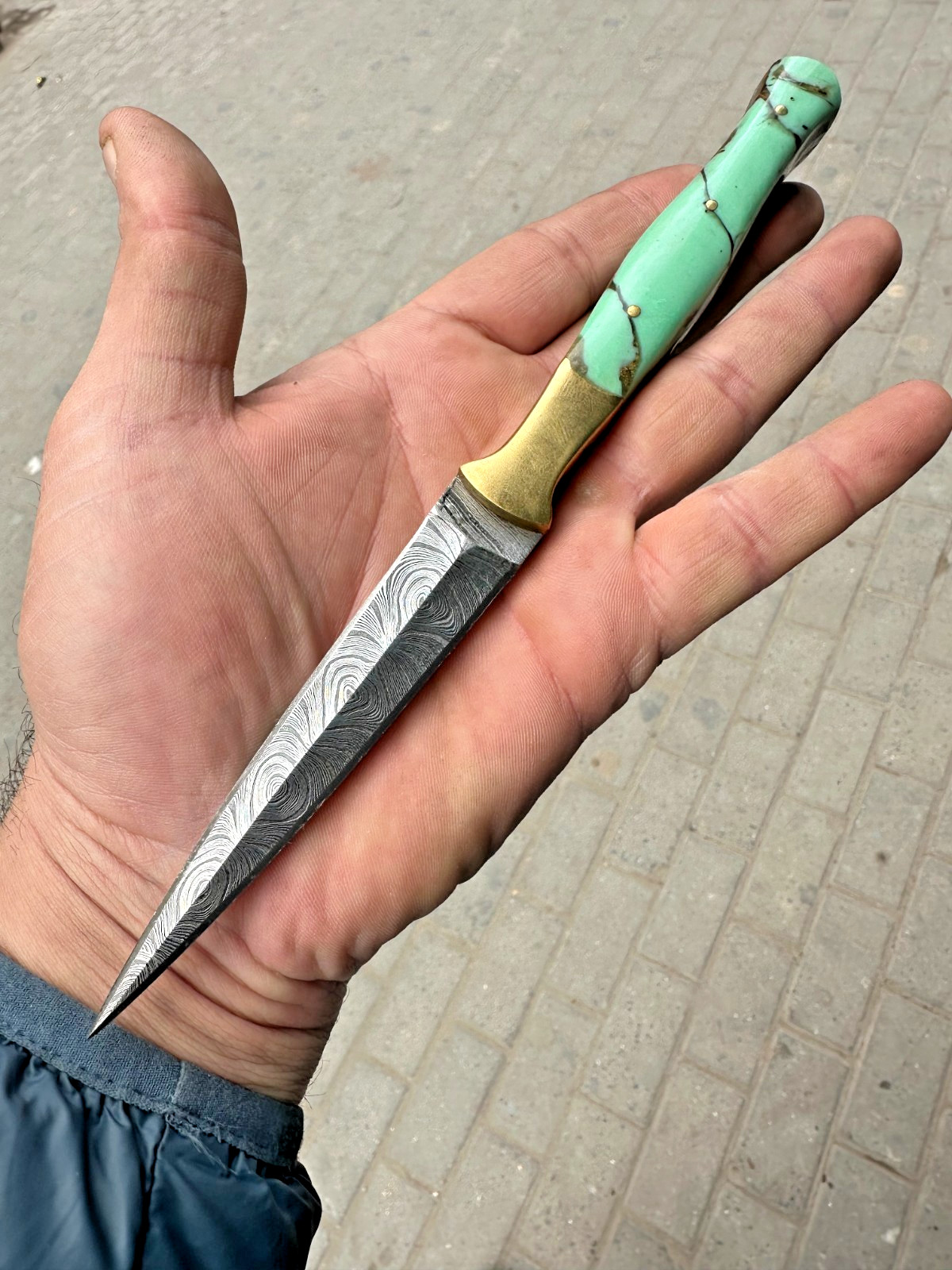 CUSTOM HANDMADE FORGED DAMASCUS STEEL BOOT KNIFE THROWING HUNTING DAGGER - 1438