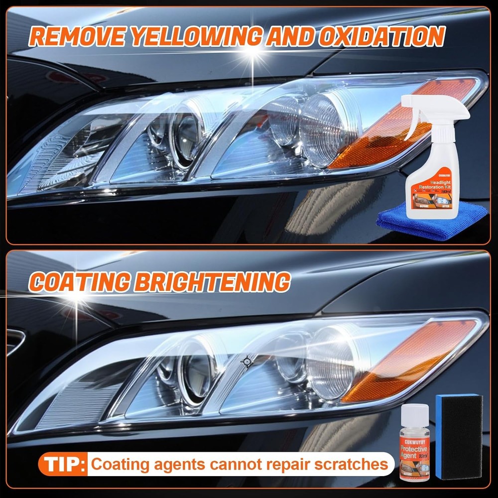 Headlight Restoration Kit Cleaner Head Light Removing...