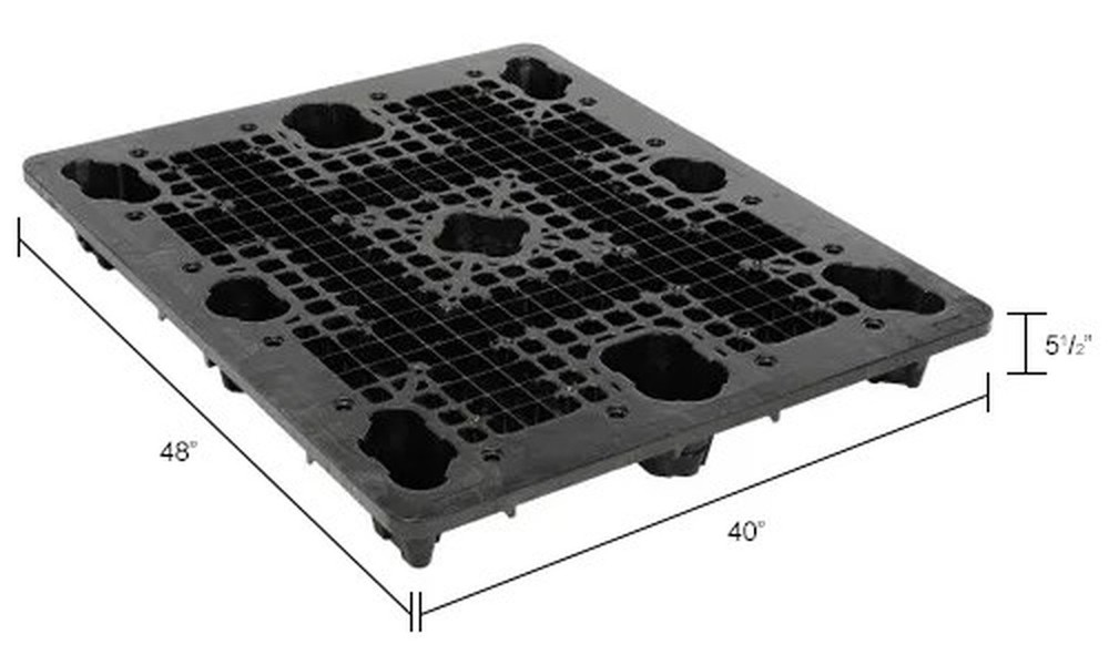Nestable Double Deck Pallet, Plastic,4-Way,48"x40", 2750 Lb Stat Cap