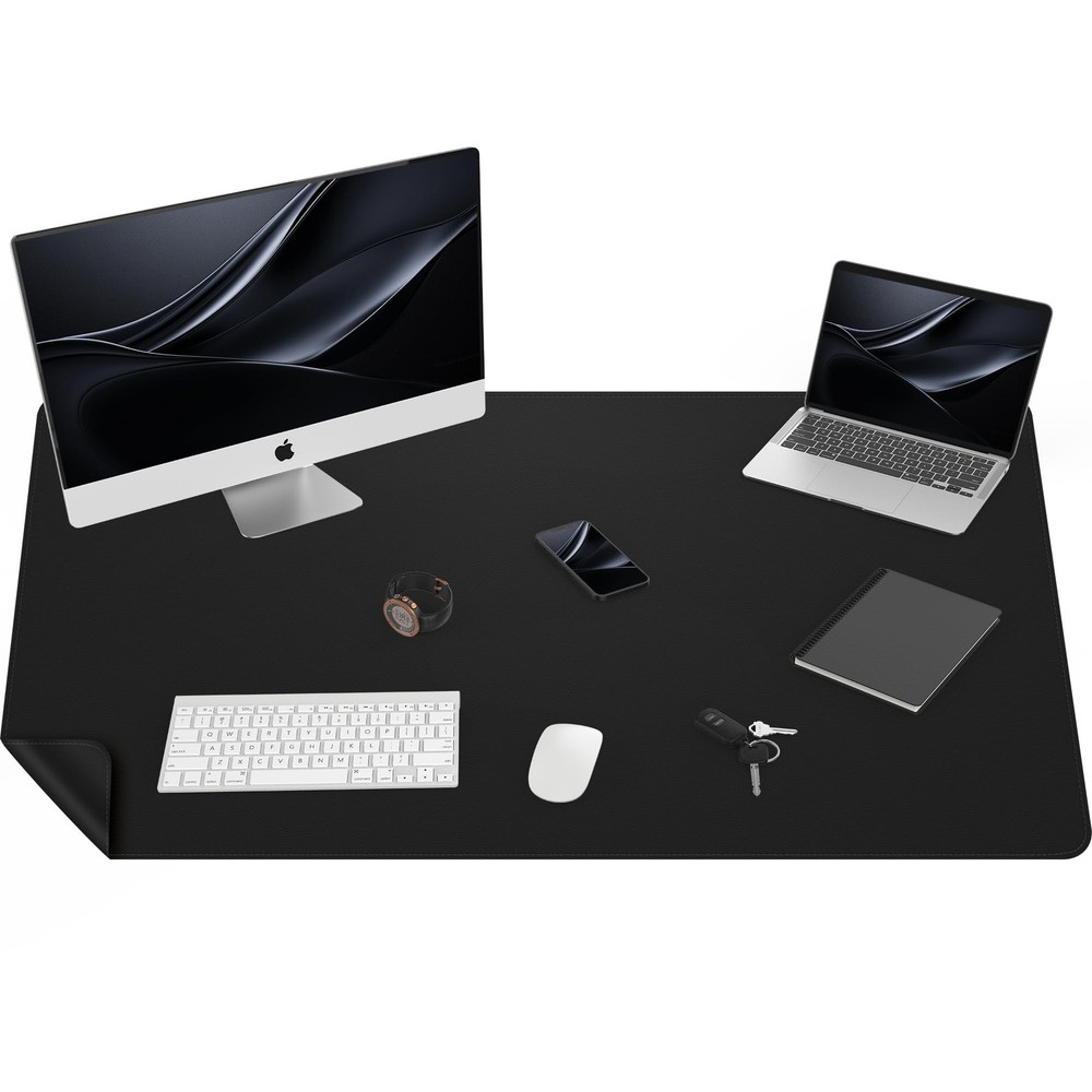 Extra Large Leather Desk Mat 55"x17" - Double-Sided Office Desk Pad Protector...