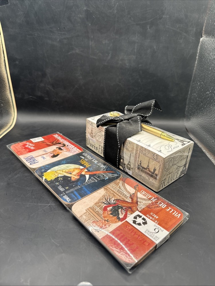 Paris gift Set notepad and pen/ Coaster set