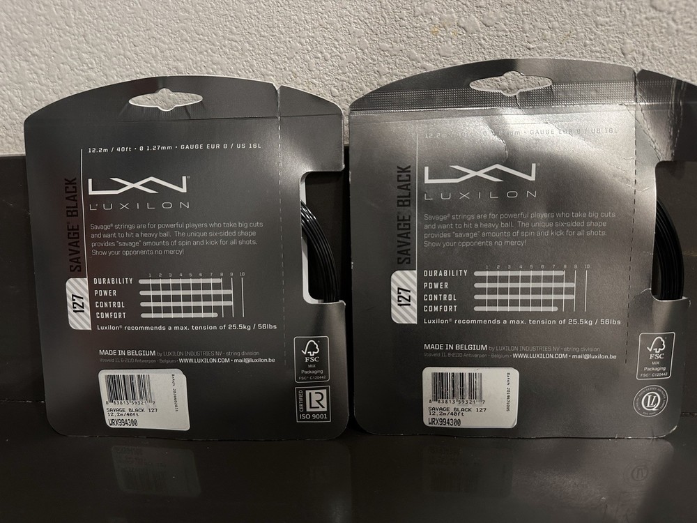 2 x Luxilon 127 Savage Black Tennis String