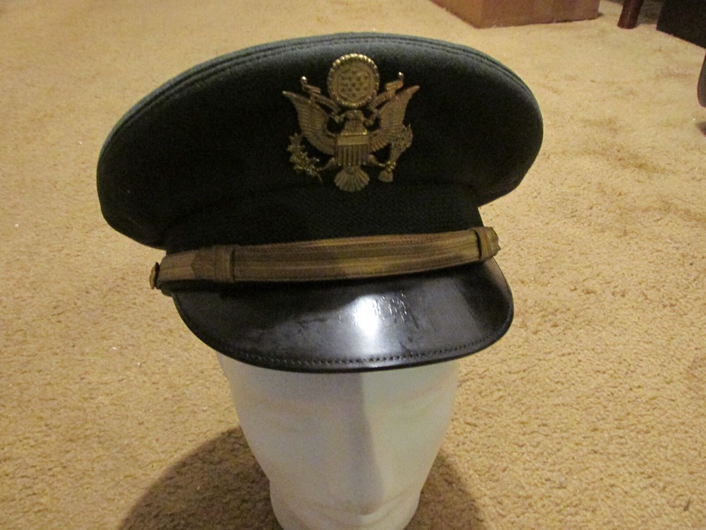 Pair WW2 US army officers visor caps