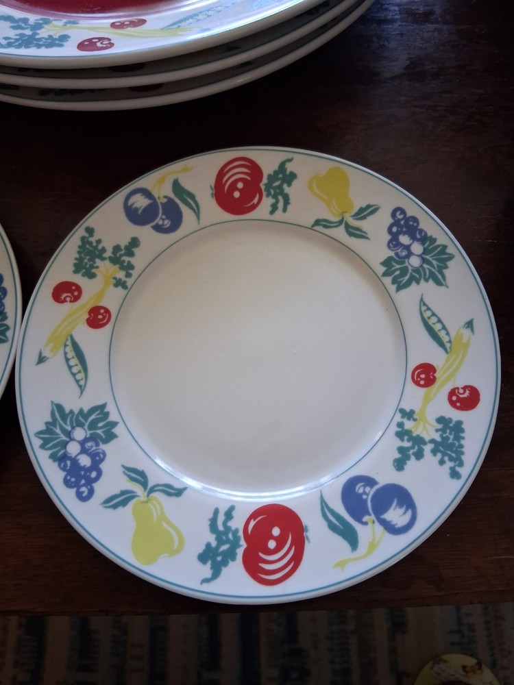 Mid Century Ceramic Dinnerware Red, Boy, Girl, Rabbits