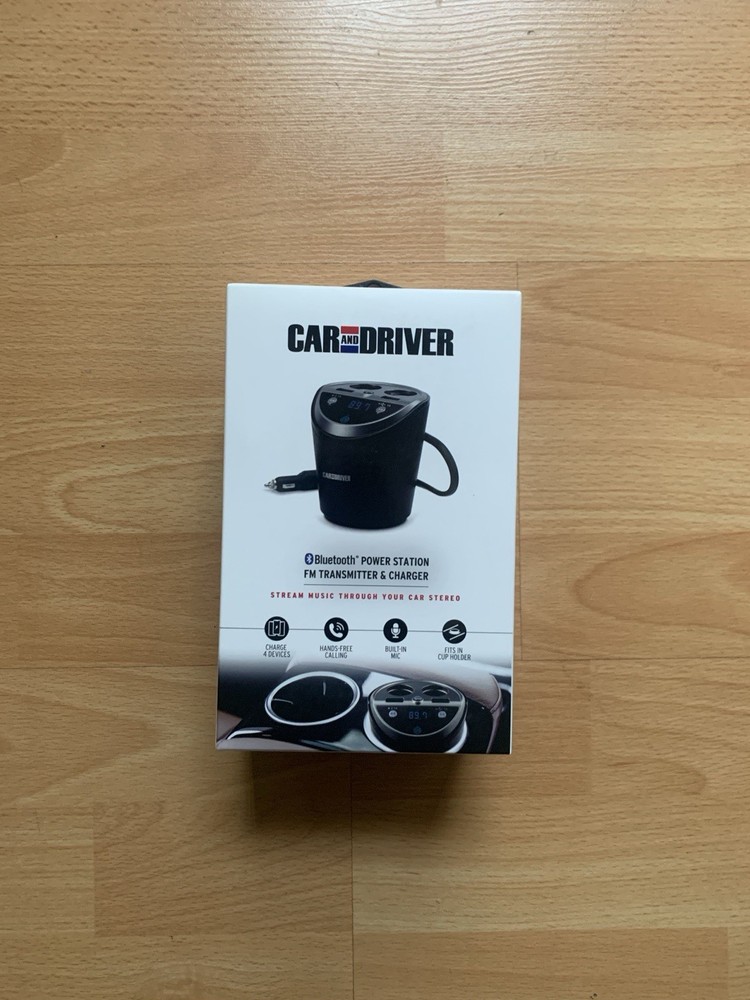 Car and Driver Bluetooth FM Transmitter & Charger Power Station – New in Box