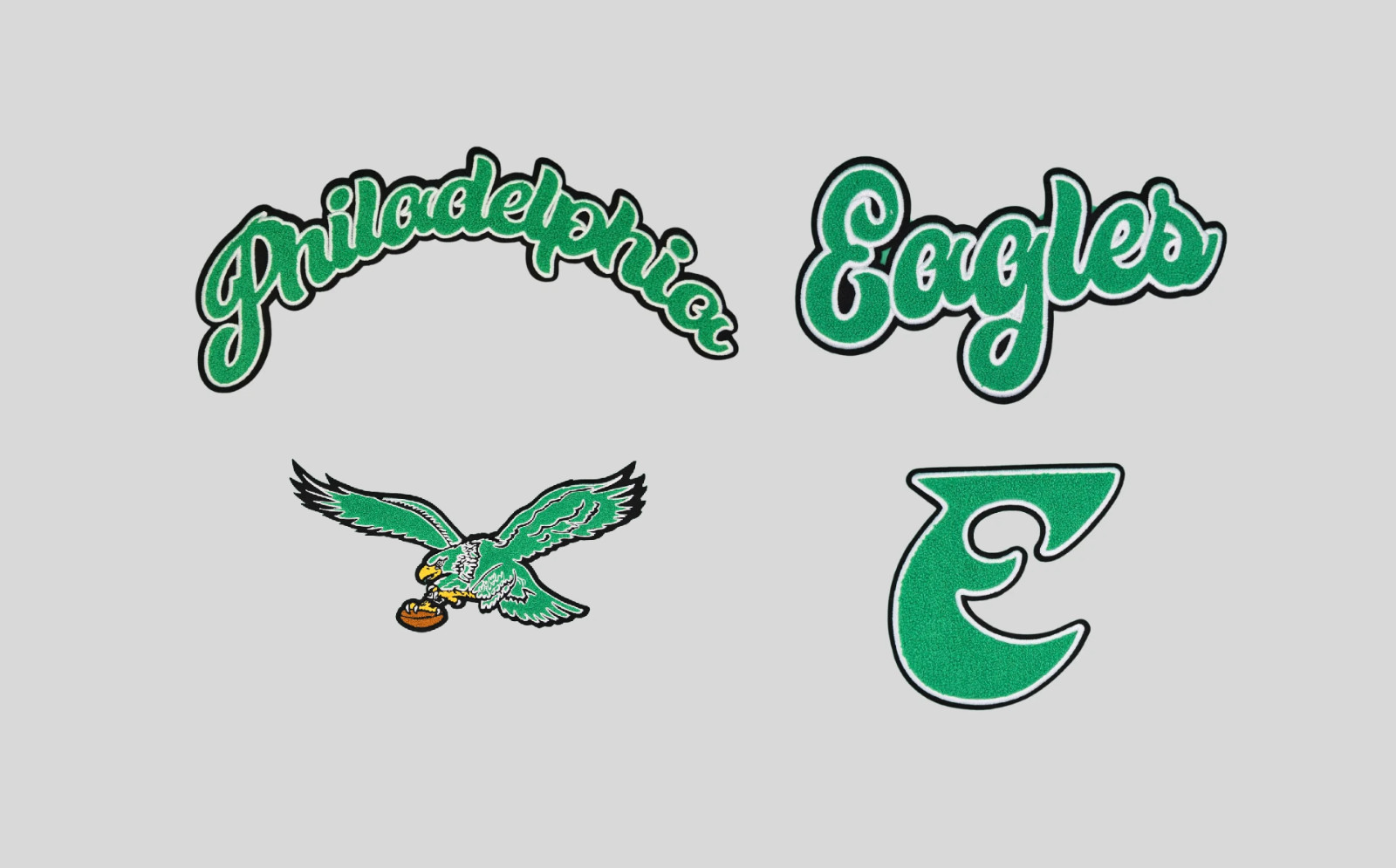 Philadelphia Eagles Chenille Patch 4 pcs Lot 80's & 90's Iron-On / Sew-On