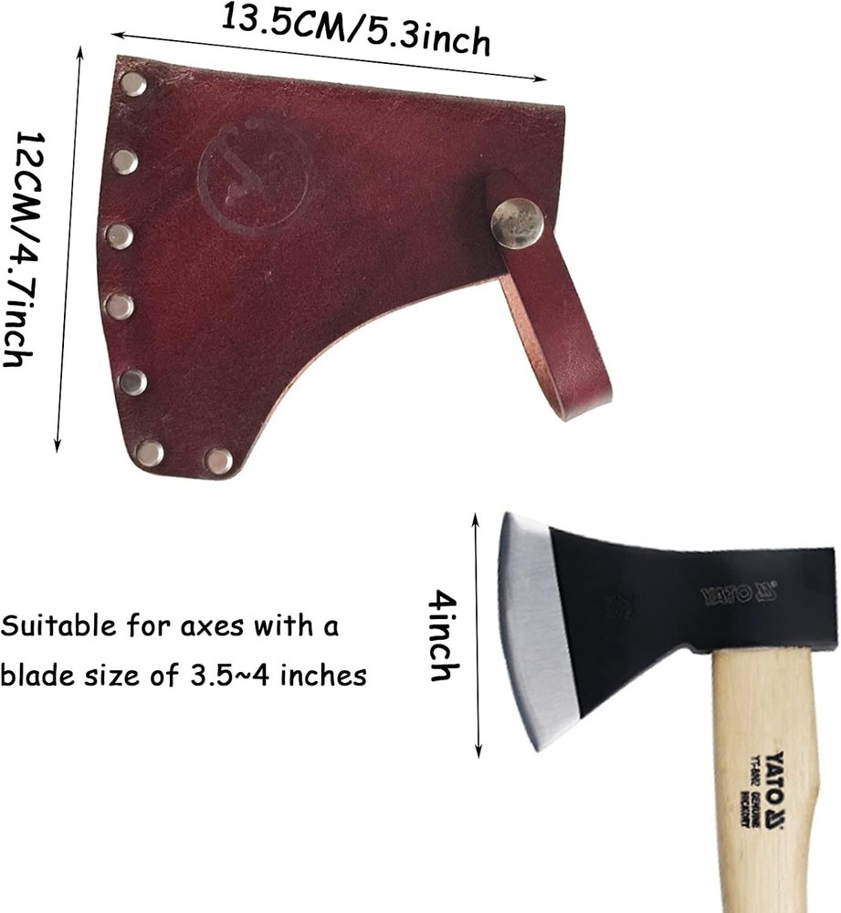 Wearable Leather Axe Sheath - Compact Protector with Easy Snap for Adventure