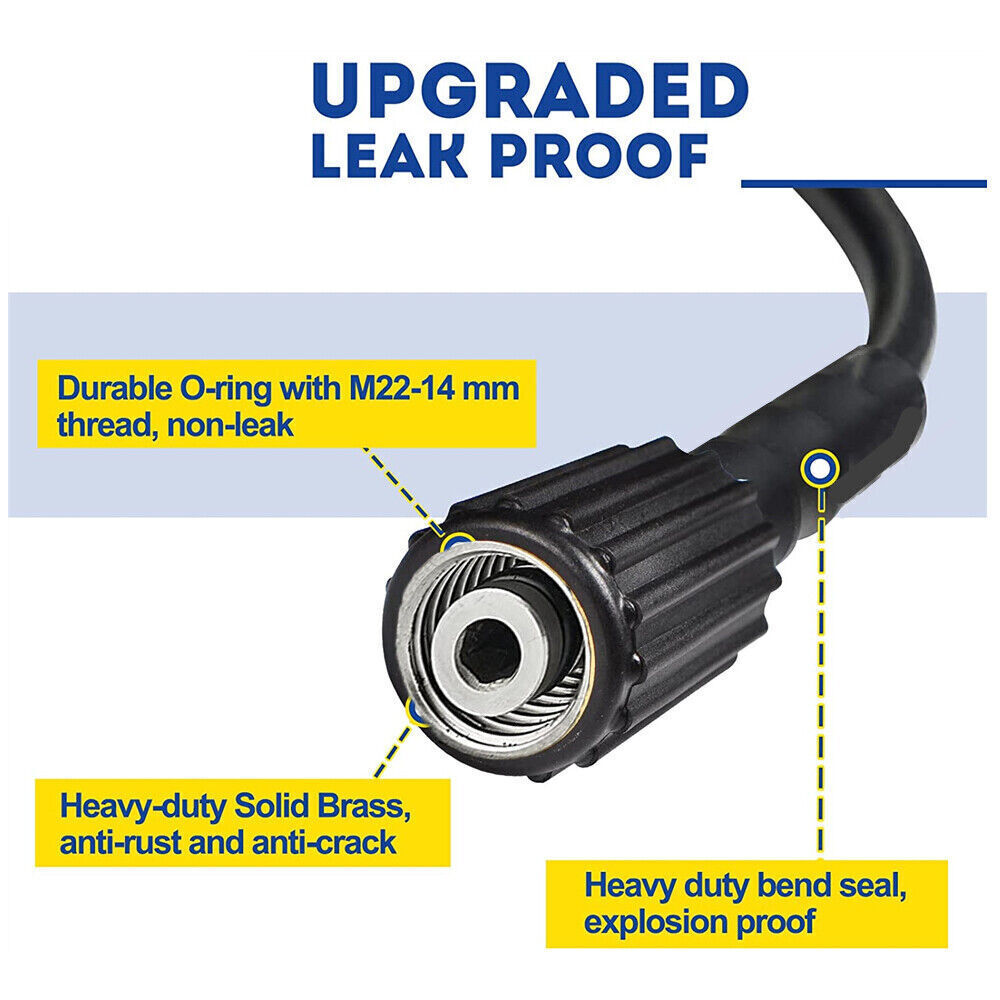 50 FT High Pressure Washer Hose 5800 PSI M22-14MM Power Washer Extension Hose US