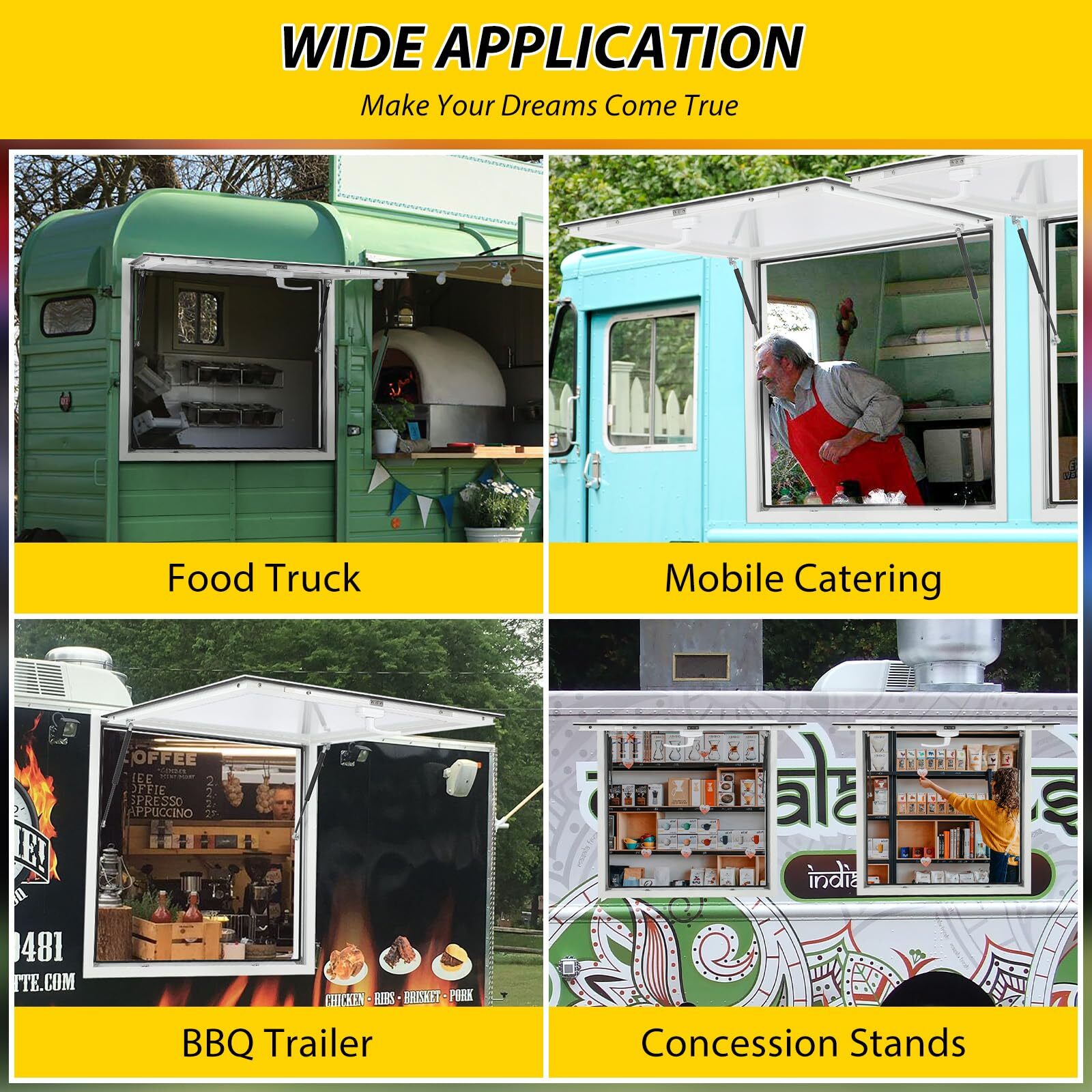 Concession Trailer Serving Window 36" x 36" 60" x 36" Food Truck Service Window