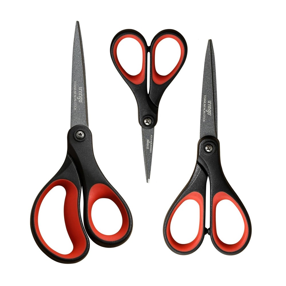 3 Pack Titanium Scissors All Purpose - Non Stick Stainless Steel Sharp Scisso...