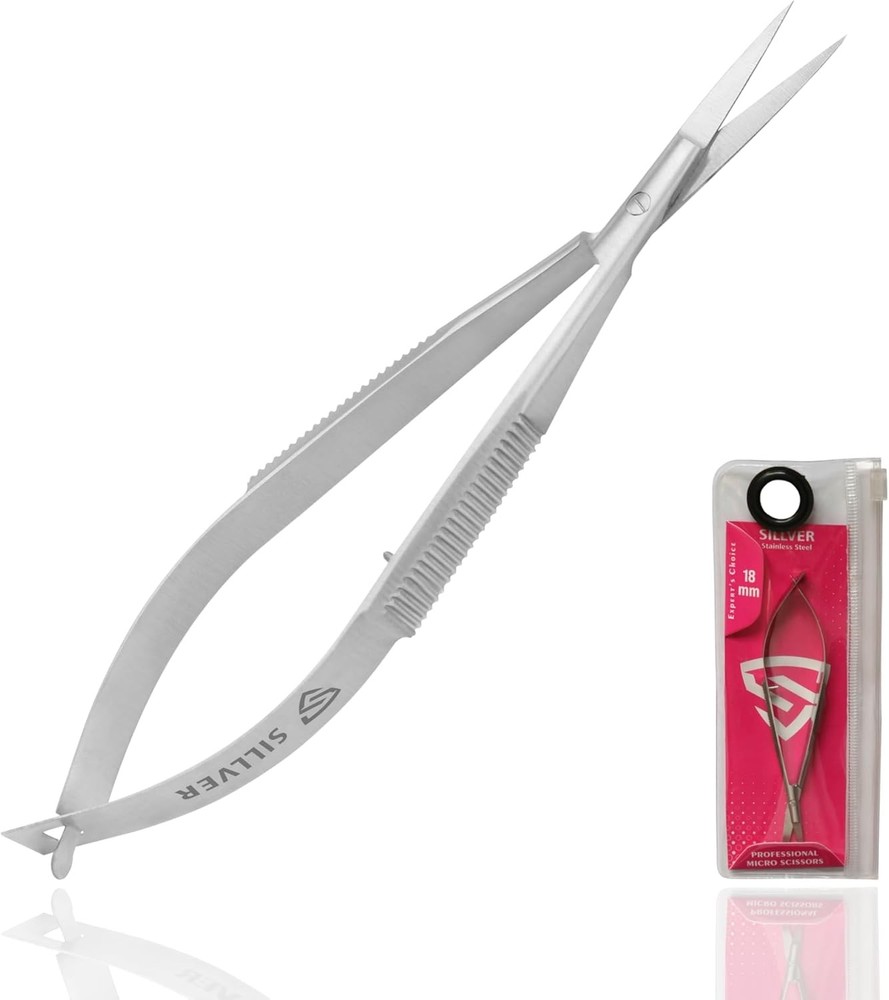 SILER Cuticle Nail Scissors Extra Fine Straight Eyebrow Scissors, Spring
