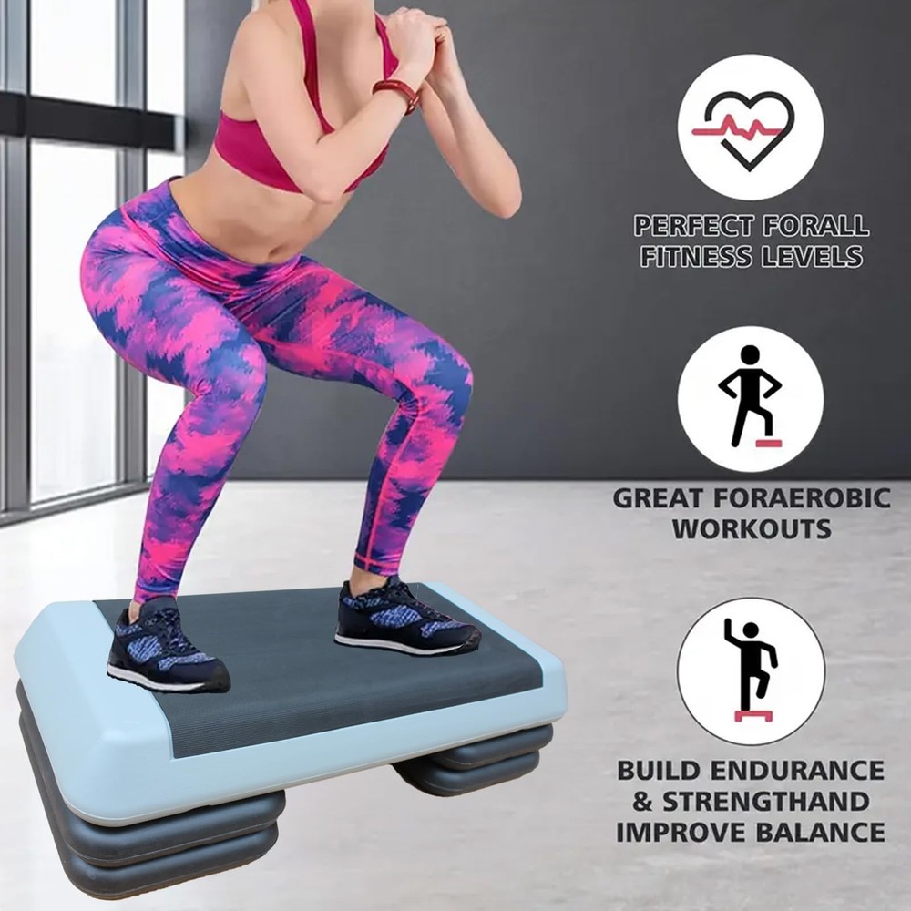 Adjustable Workout Aerobic Exercise Step Platform, Fitness & Exercise Step Pl...
