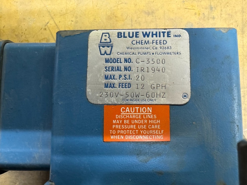Blue White Ind. Chem-Feed C-3500 variable speed diaphragm metering pump