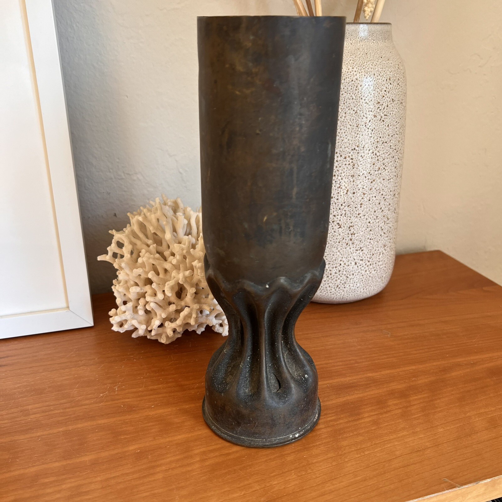 Rare WW1 Trench Art U.S. Army WWI Military Artillery 75mm Shell Case Vase