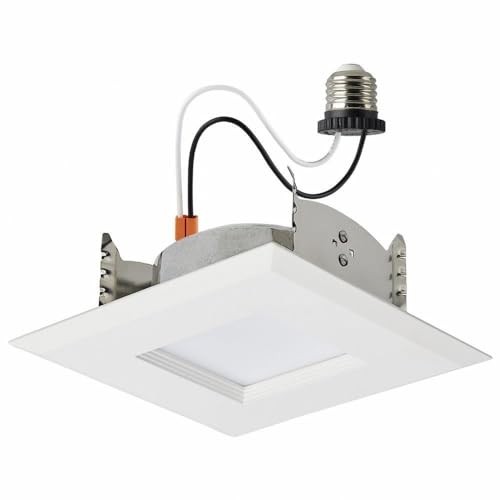 LED Retrofit Downlight with Stepped Baffle, CCT Selectable 4 Inch Square White