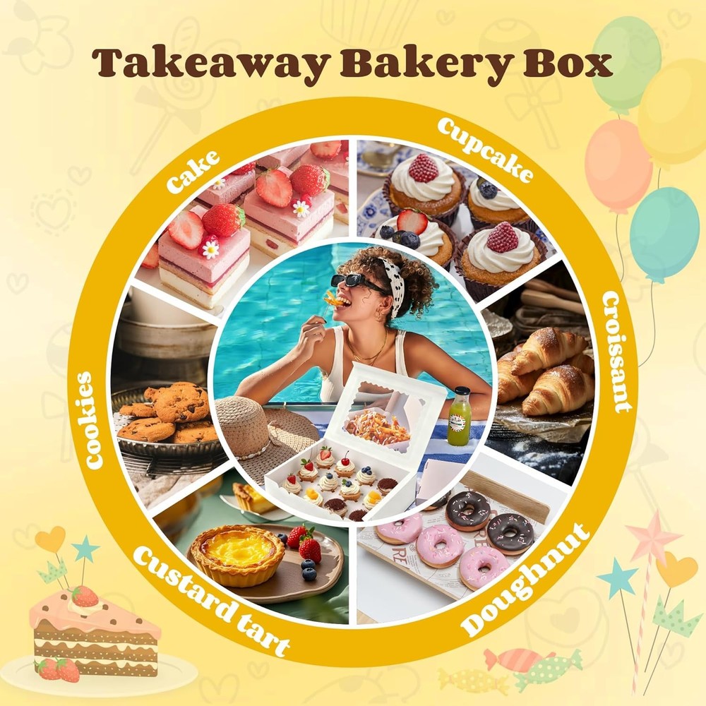 4Pcs Cupcake Boxes, 12 Count Cupcake box, Viewing Window Cupcake Containers, Sui