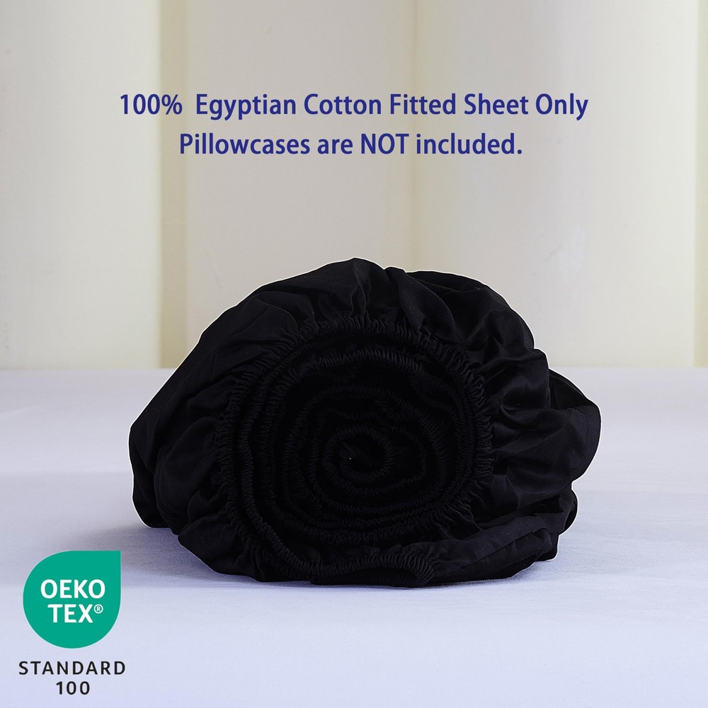 2 Pack 100% Egyptian Cotton Fitted Sheet Full Size Only, 600 Thread Count, 8"-16