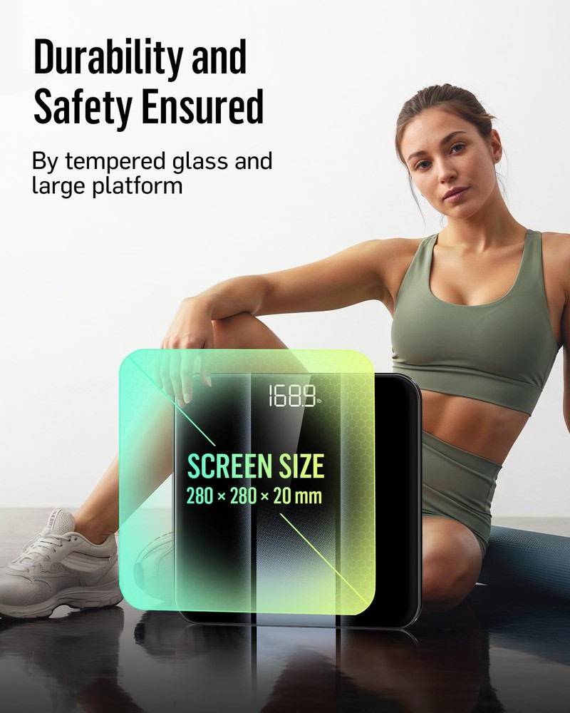 Digital Bathroom Scale for Body Weight with High Precision, Clear Backlight D...