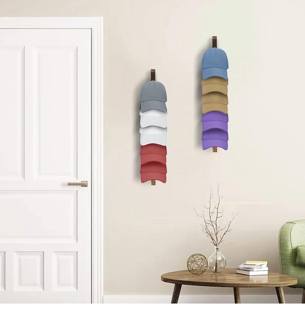 2PCS Hat Rack for Baseball Caps, Wall Mounted Baseball Hat Organizer