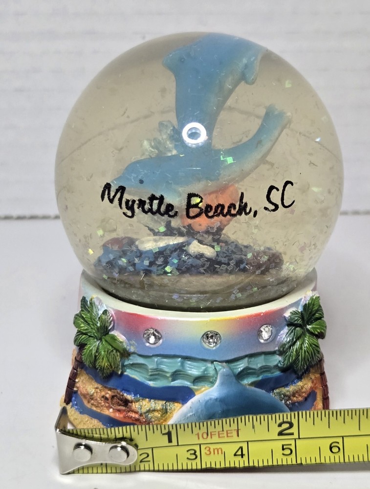 Myrtle Beach, SC Dolphins, Ocean Snow Globe with 3D & Glittery Visual Effect