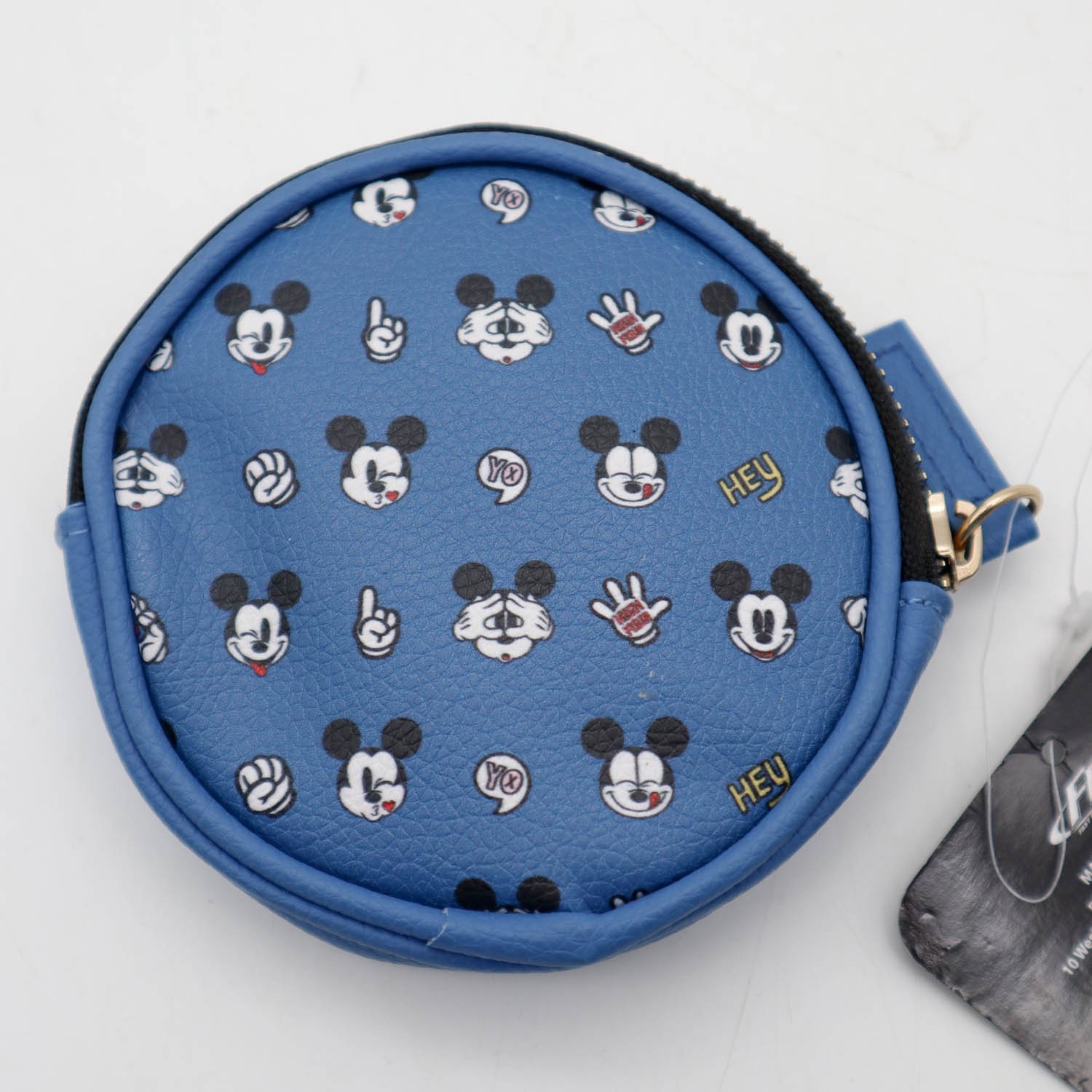 Official Disney Mickey Mouse Coin Purse Pouch Wallet Blue Faces & Gloves Print