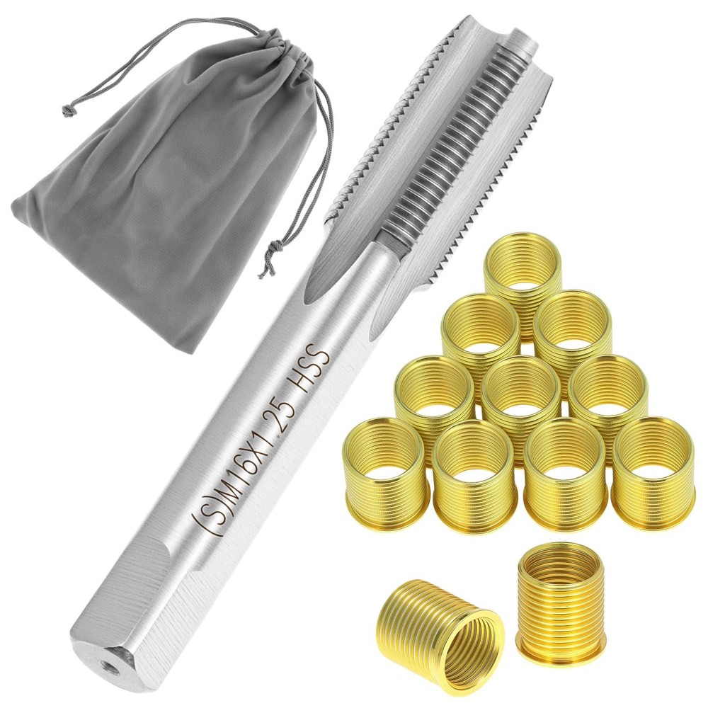 QWORK Spark Plug Thread Repair Tool Kit, Stainless Steel, Includes 12 M14 x...