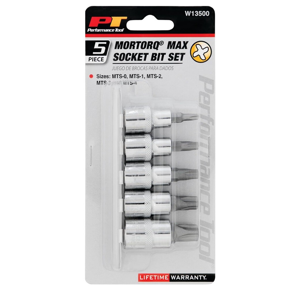 Performance Tool W13500 Mortorq Bit Socket Set, 5Pc - Professional Grade Torx...