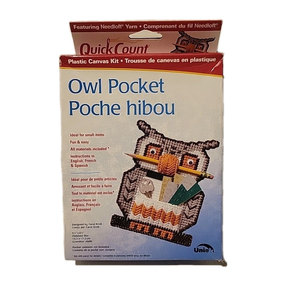 NOS Quick Count OWL POCKET Plastic Canvas Kit
