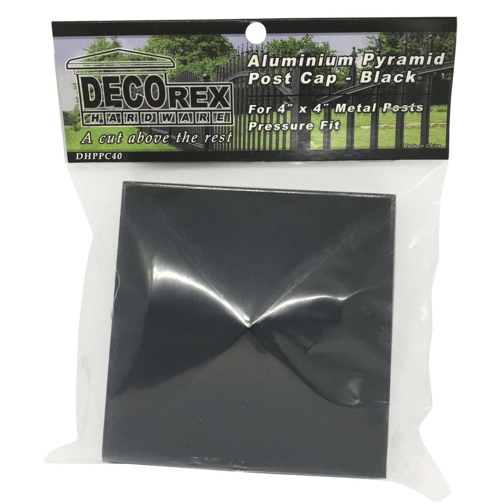 4" x 4" Decorex Hardware Aluminium Pyramid Post Cap for Metal Posts - Black