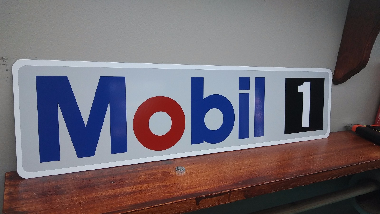 Mobil 1 Oil Aluminum Sign 6" x 24"
