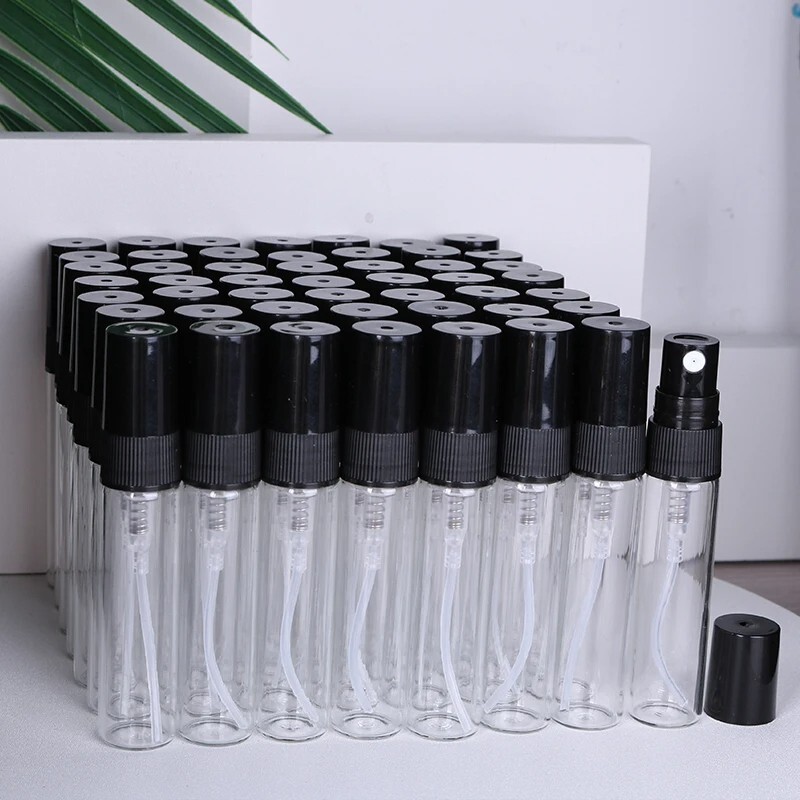 60 Pack Empty Refillable Travel Glass Perfume Bottles With Spray Atomizer Mini