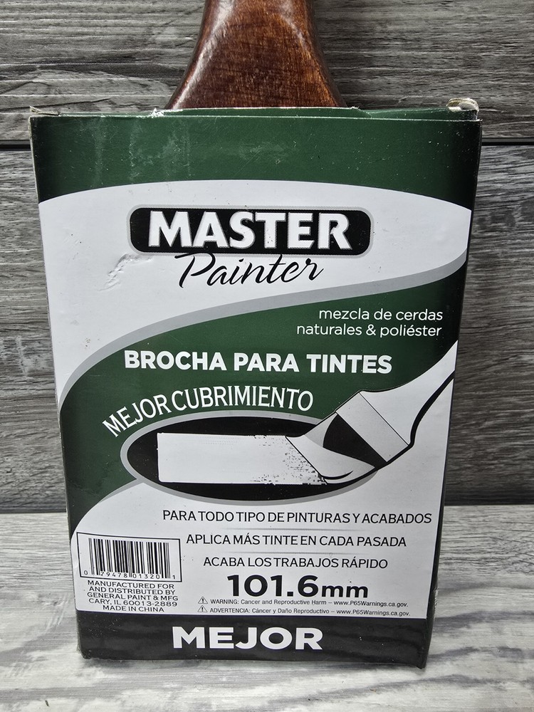 Master Painter Brush 4" Stain Brush Better Coverage Natural Bristle