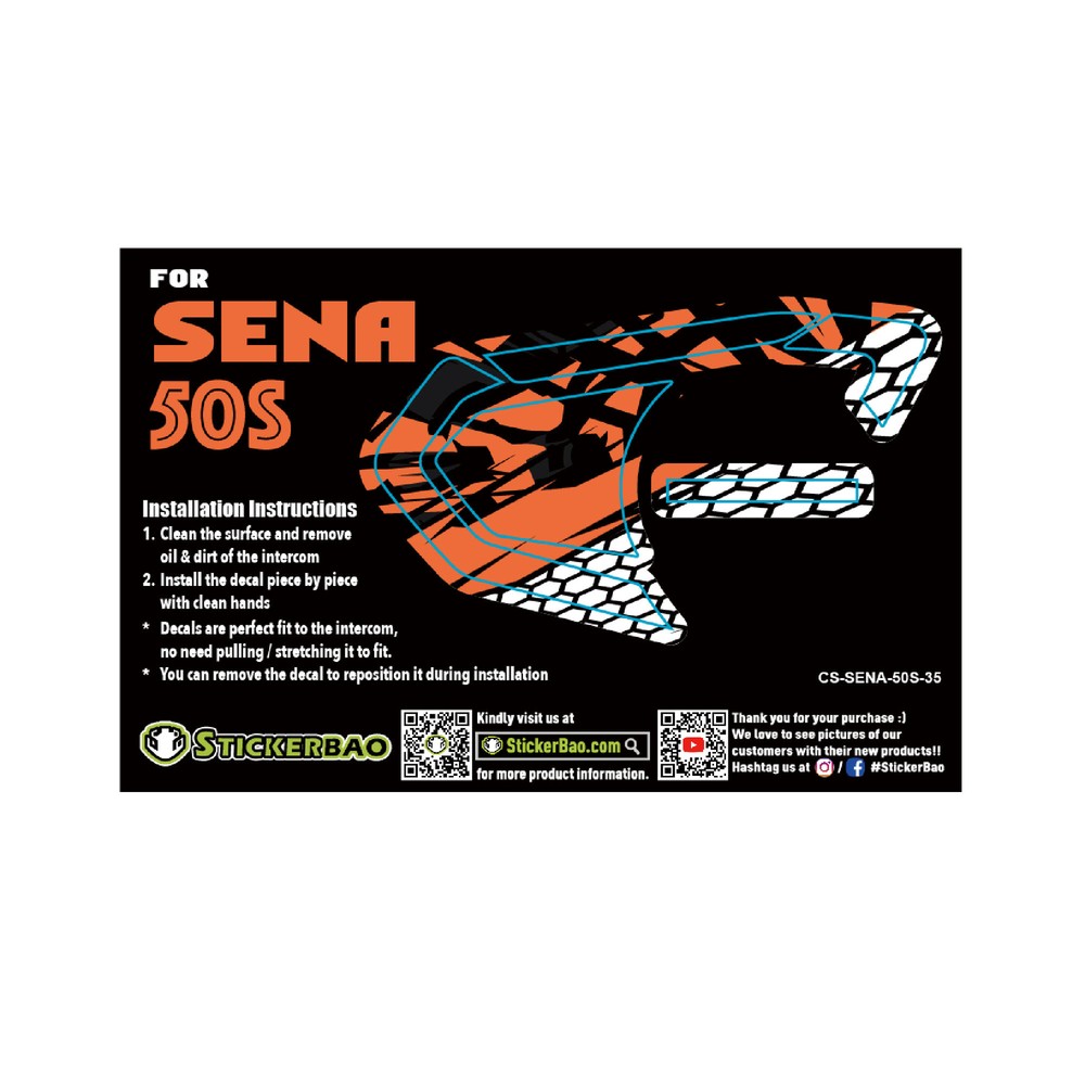 ORG Geometric Device Surface Sticker For SENA 50S Intercom x1